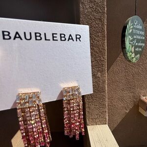 BaubleBar Pink and Gold Statement Earrings
